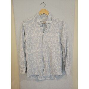 Zara Man Shirt Adult Medium Blue Gray Button Up long Sleeve Slim Fit Casual Mens